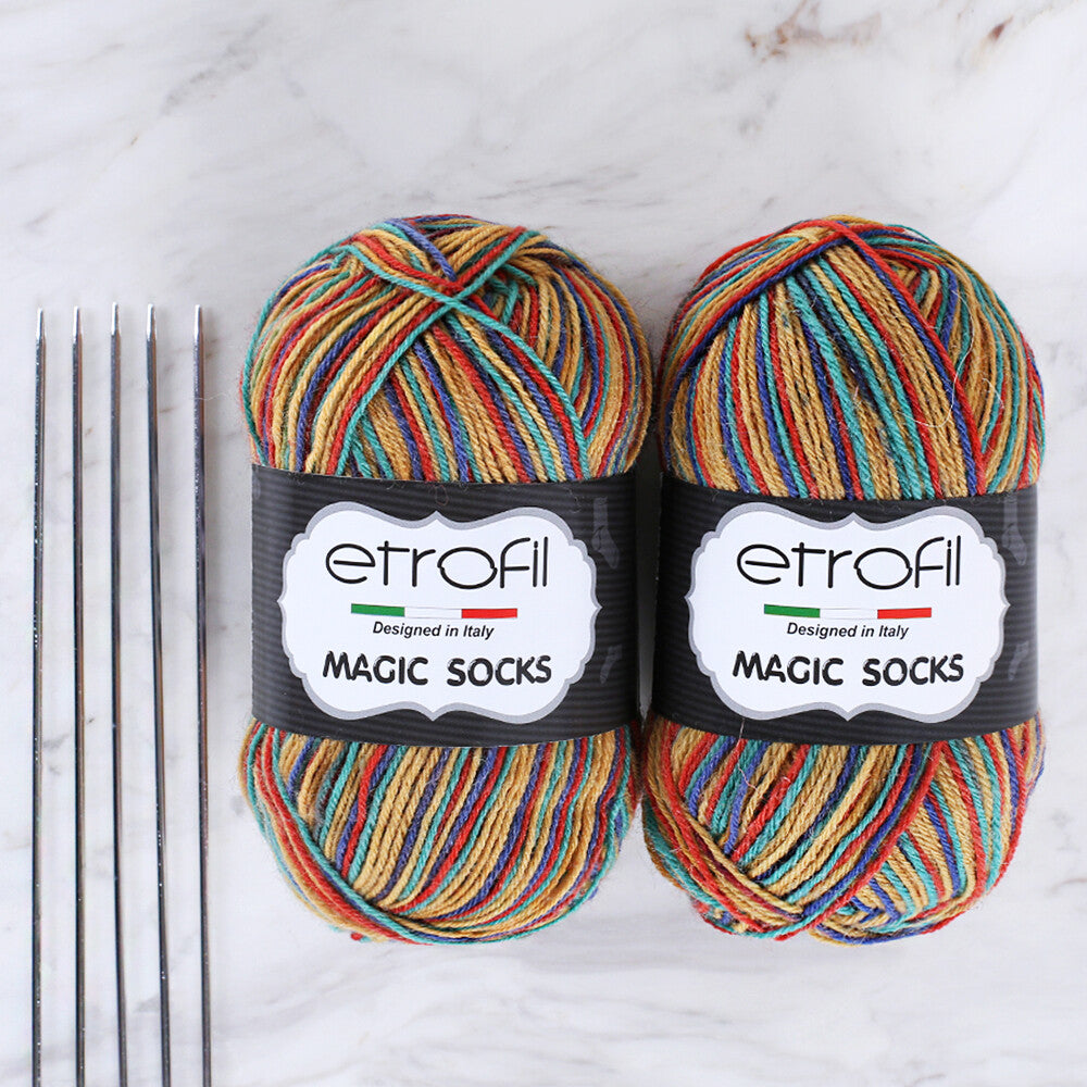 Etrofil Magic Socks Kit 2'li Yumak Ebruli Çorap Örgü İpi